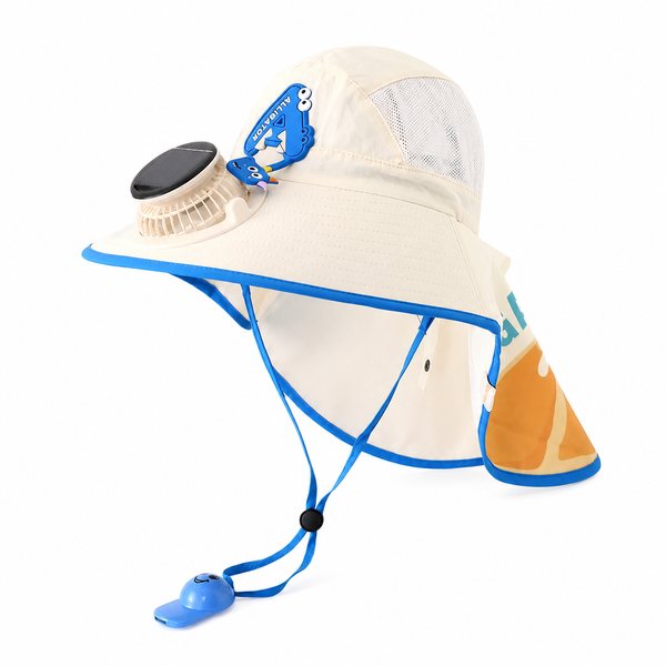 Kid Solar Hat with whistle - Happy Owl β Cloud White